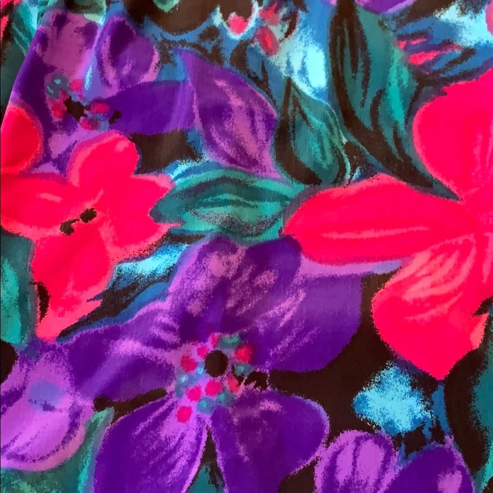 SG Sport Purple Pink Floral Elastic Waist Skirt - Picture 6 of 7